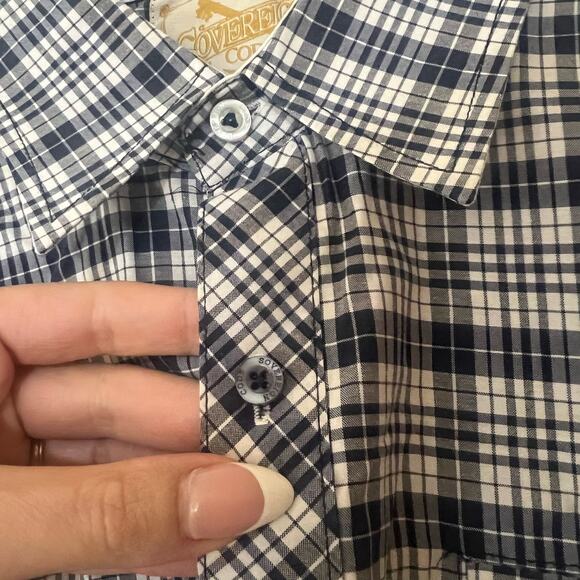 Sovereign Code Jackson blue plaid button up long sleeve western shirt Medium - Picture 3 of 11